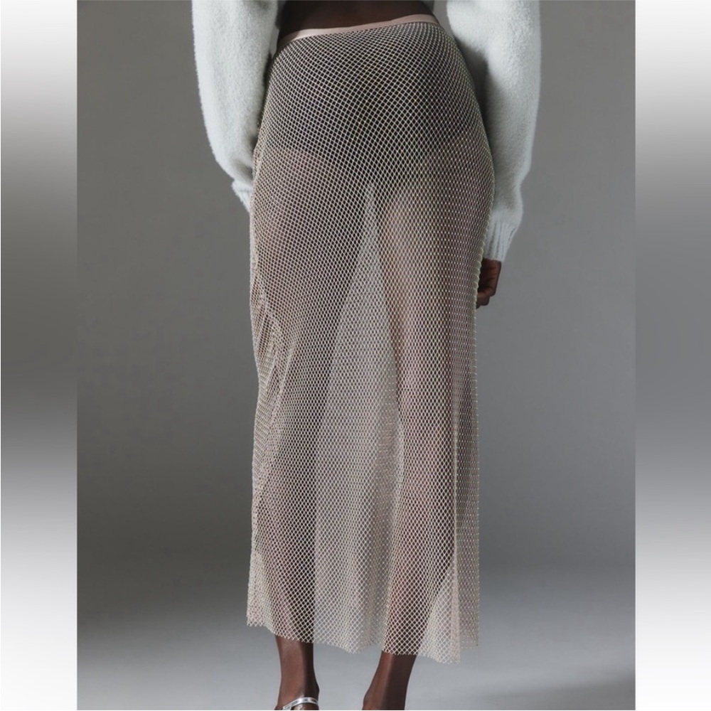 {{uo}} Mesh Fishnet Diamanté Skirt - Picture 3 of 7